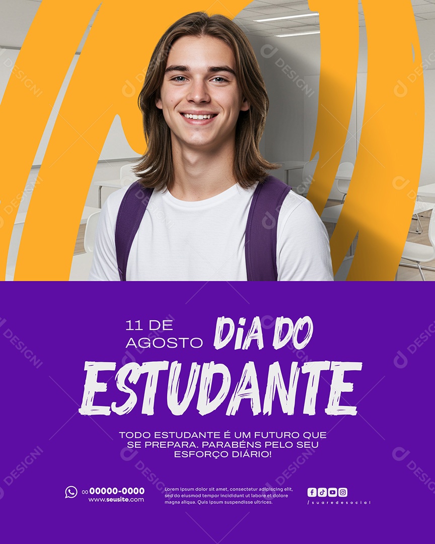 Dia do Estudante 11 de Agosto Social Media PSD Editável