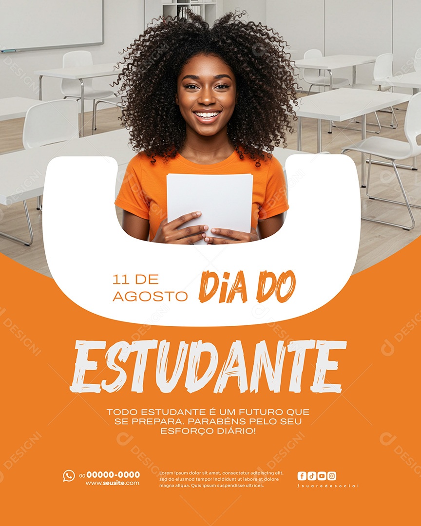 Dia do Estudante 11 de Agosto Todo Estudante Social Media PSD Editável