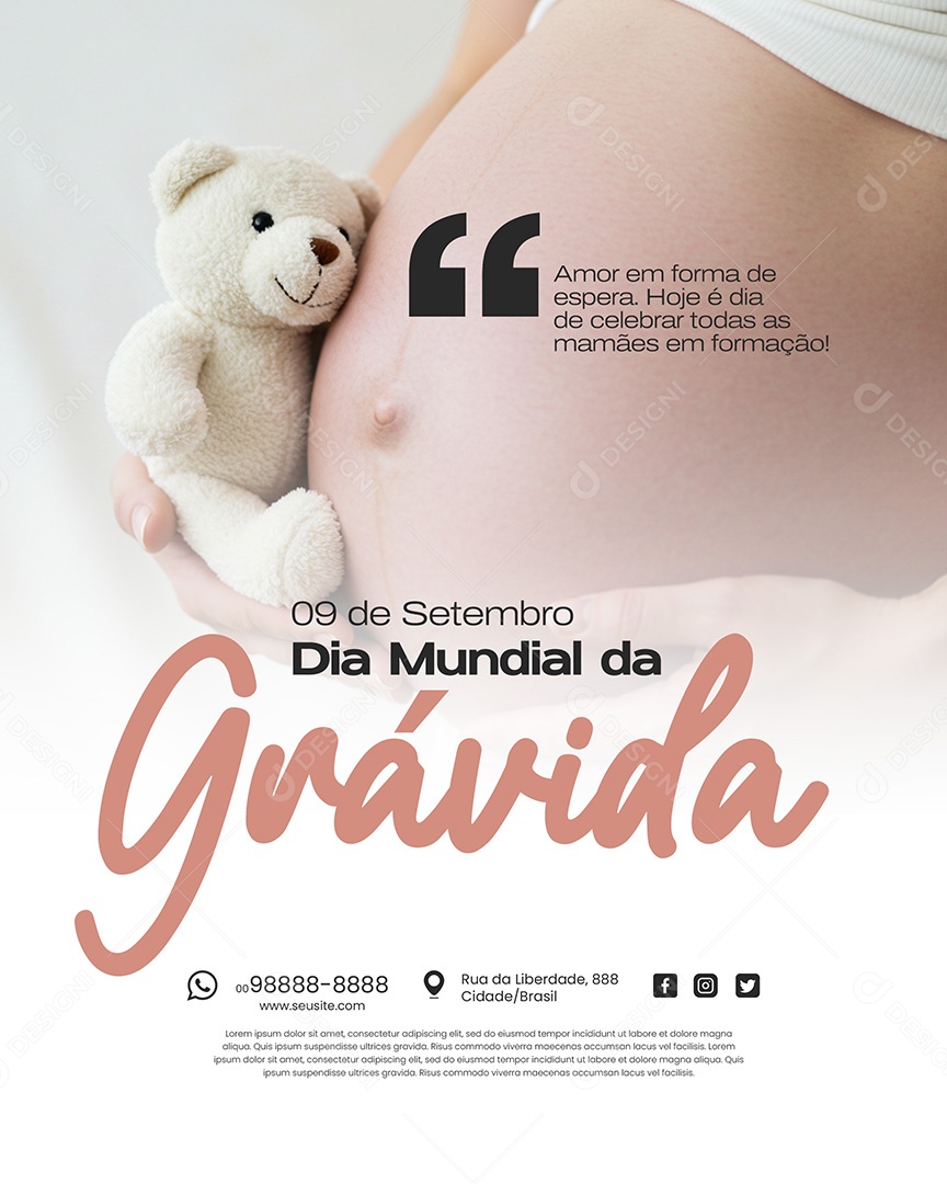 Dia Mundial da Grávida 9 de Setembro Amor em Forma de Espera Hoje Social Media PSD Editável
