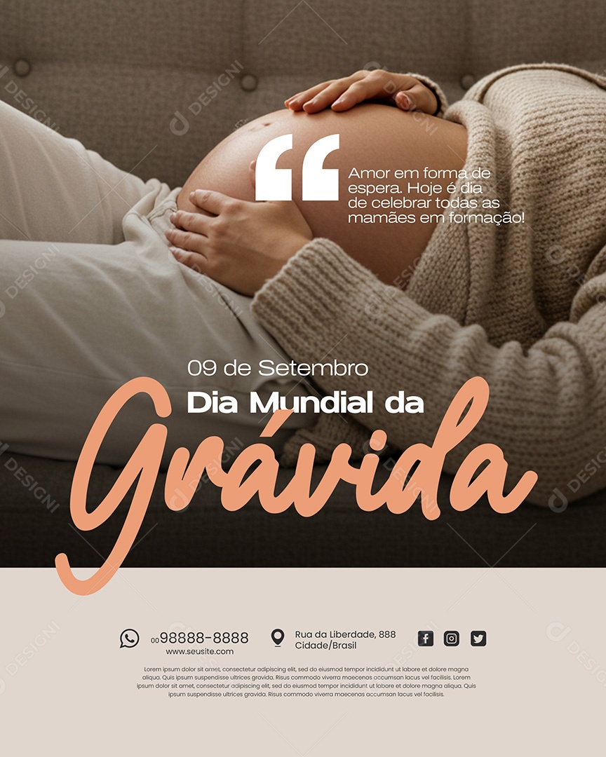 Dia Mundial da Grávida 9 de Setembro Amor Social Media PSD Editável