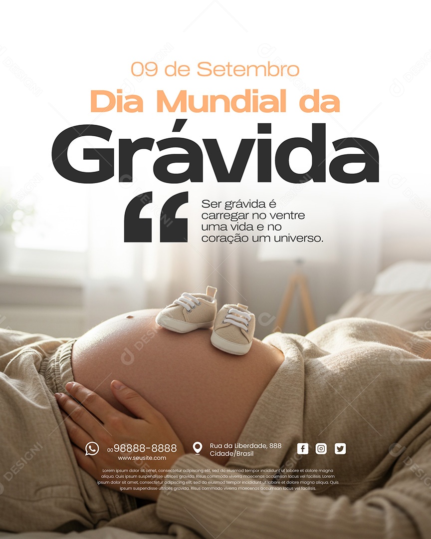 Dia Mundial da Grávida 9 de Setembro ser Grávida é Carregar  no Ventre uma Vida e no Coração um Universo Social Media PSD Editável