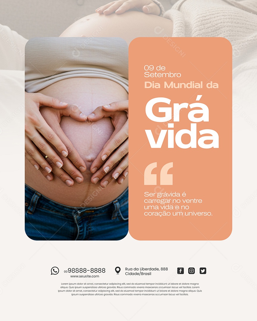 Dia Mundial da Grávida 9 de Setembro ser Grávida é Carregar Social Media PSD Editável