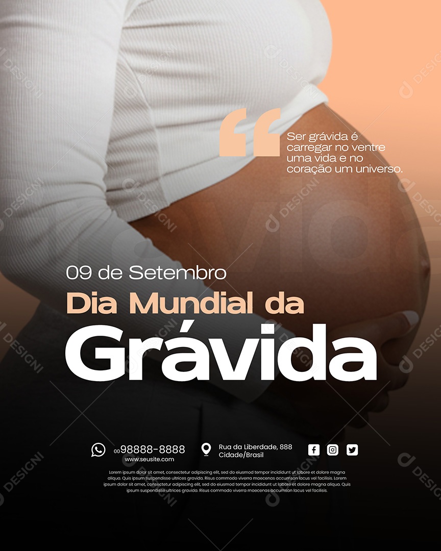 Dia Mundial da Grávida 9 de Setembro Social Media PSD Editável