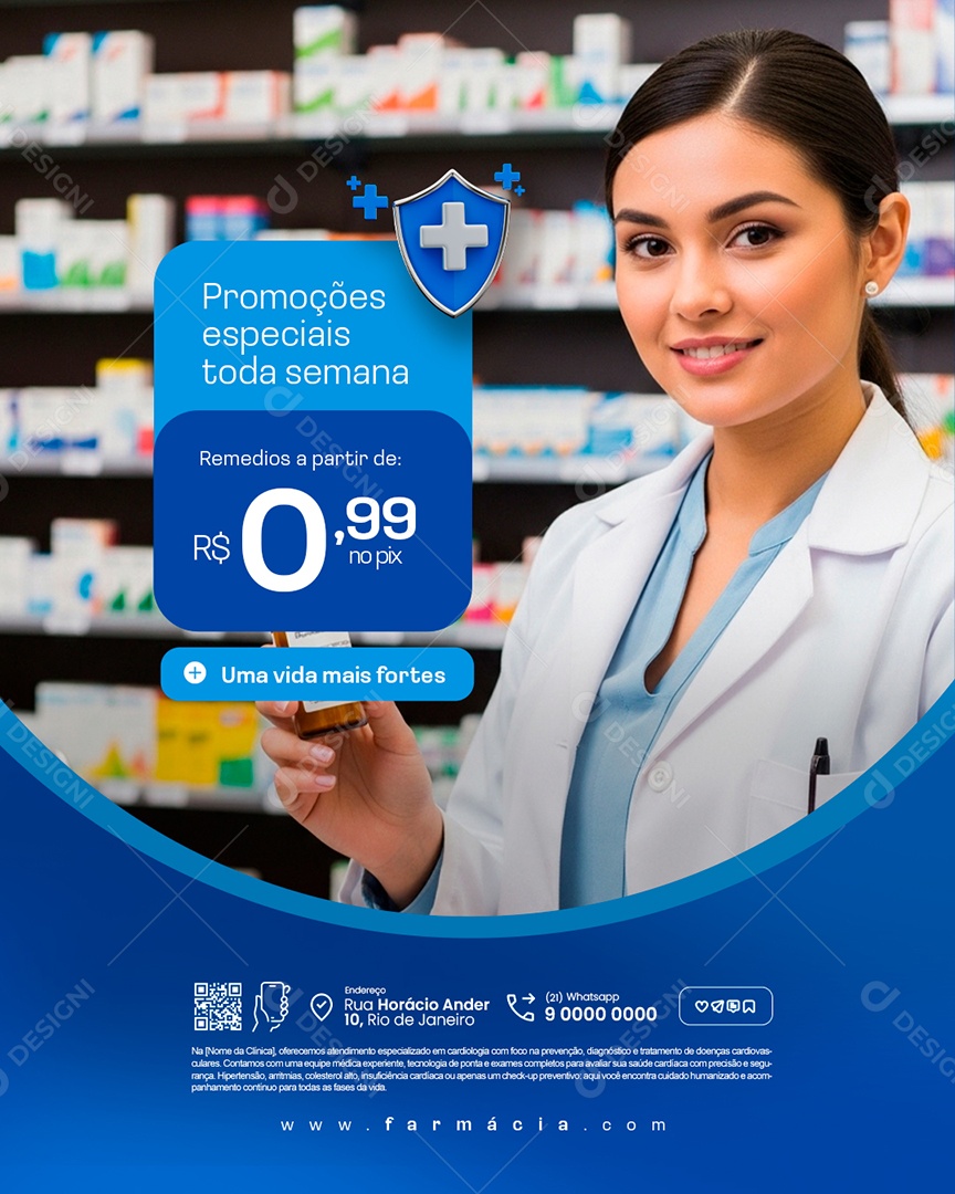 Farmácia Não Esqueça de Cuidar da Saúde Social Media PSD Editável