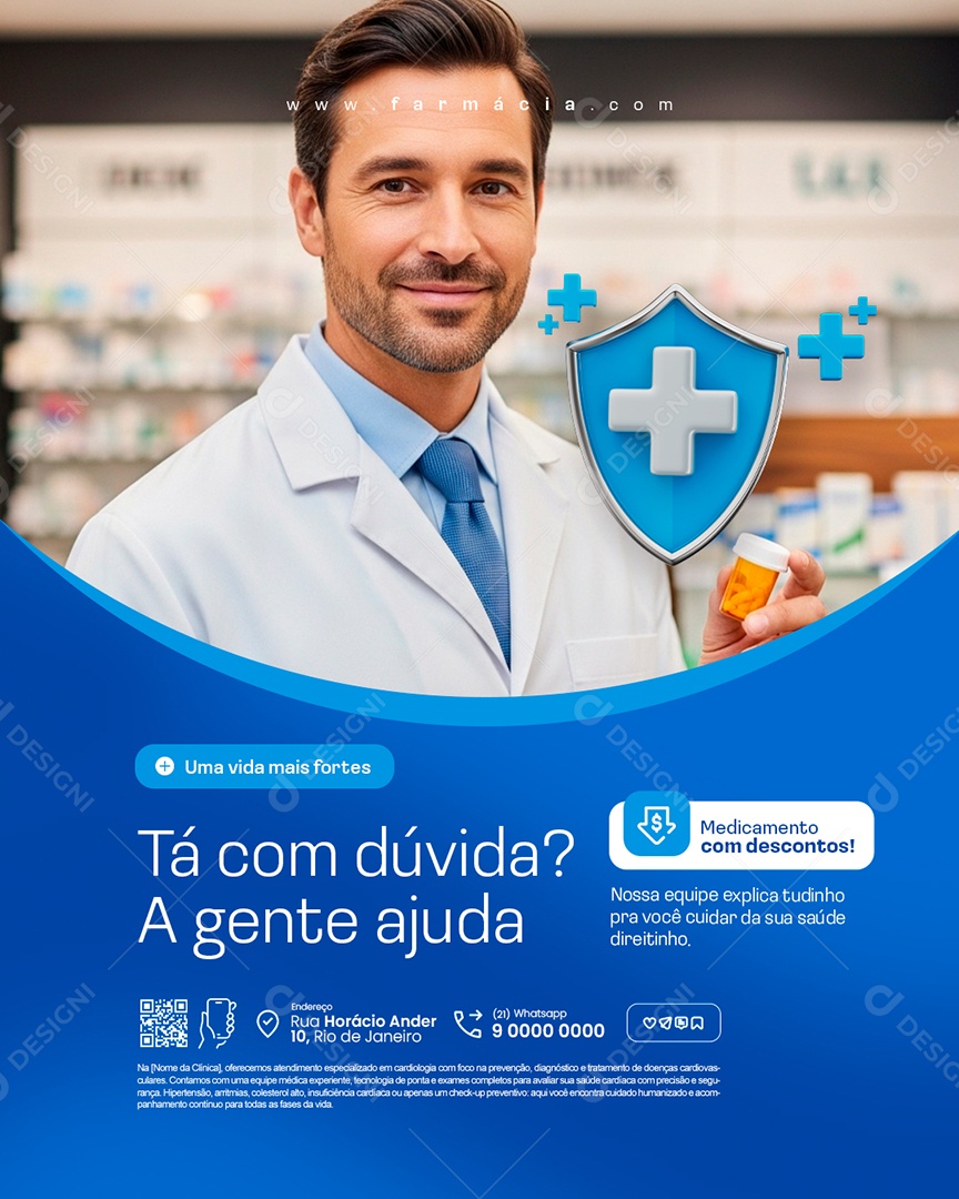 Farmácia Uma Vida Mais Fortes Social Media PSD Editável