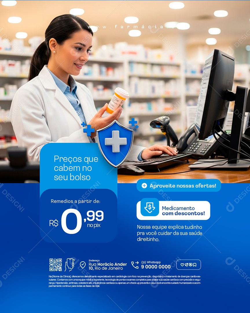 Farmácia Preços Que Cabem no Seu Bolso Social Media PSD Editável