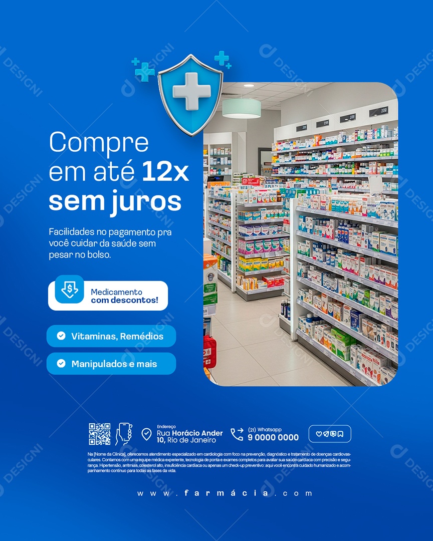 Farmácia Compre em Até 12x Sem Juros Social Media PSD Editável
