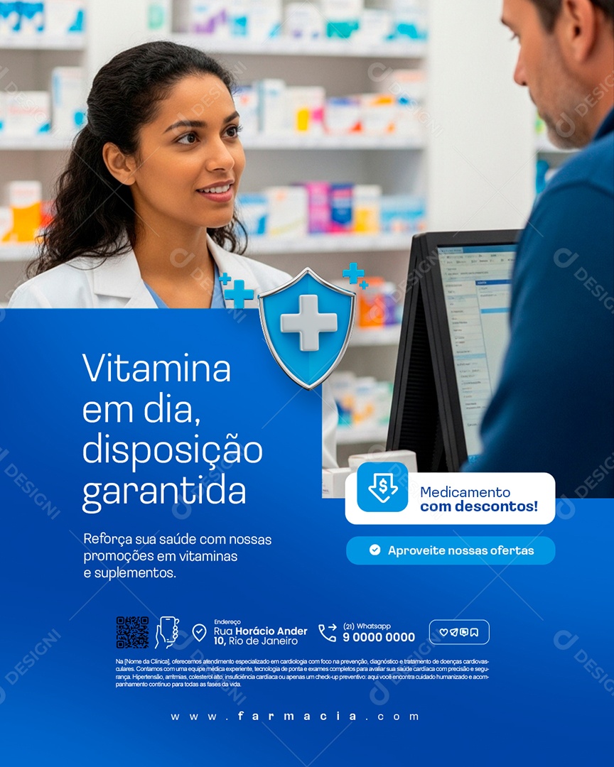 Farmácia Vitamina em Dia Social Media PSD Editável