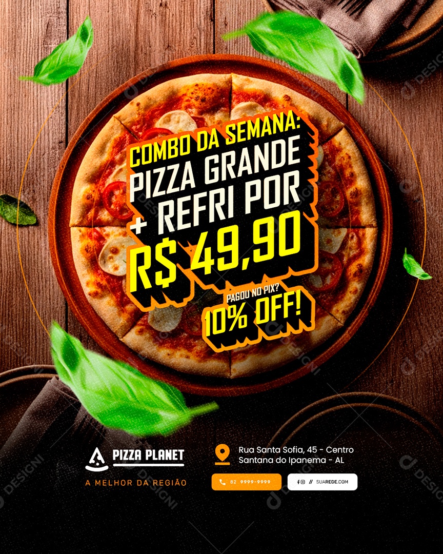 Pizzaria Combo da Semana Pizza Grande Social Media PSD Editável