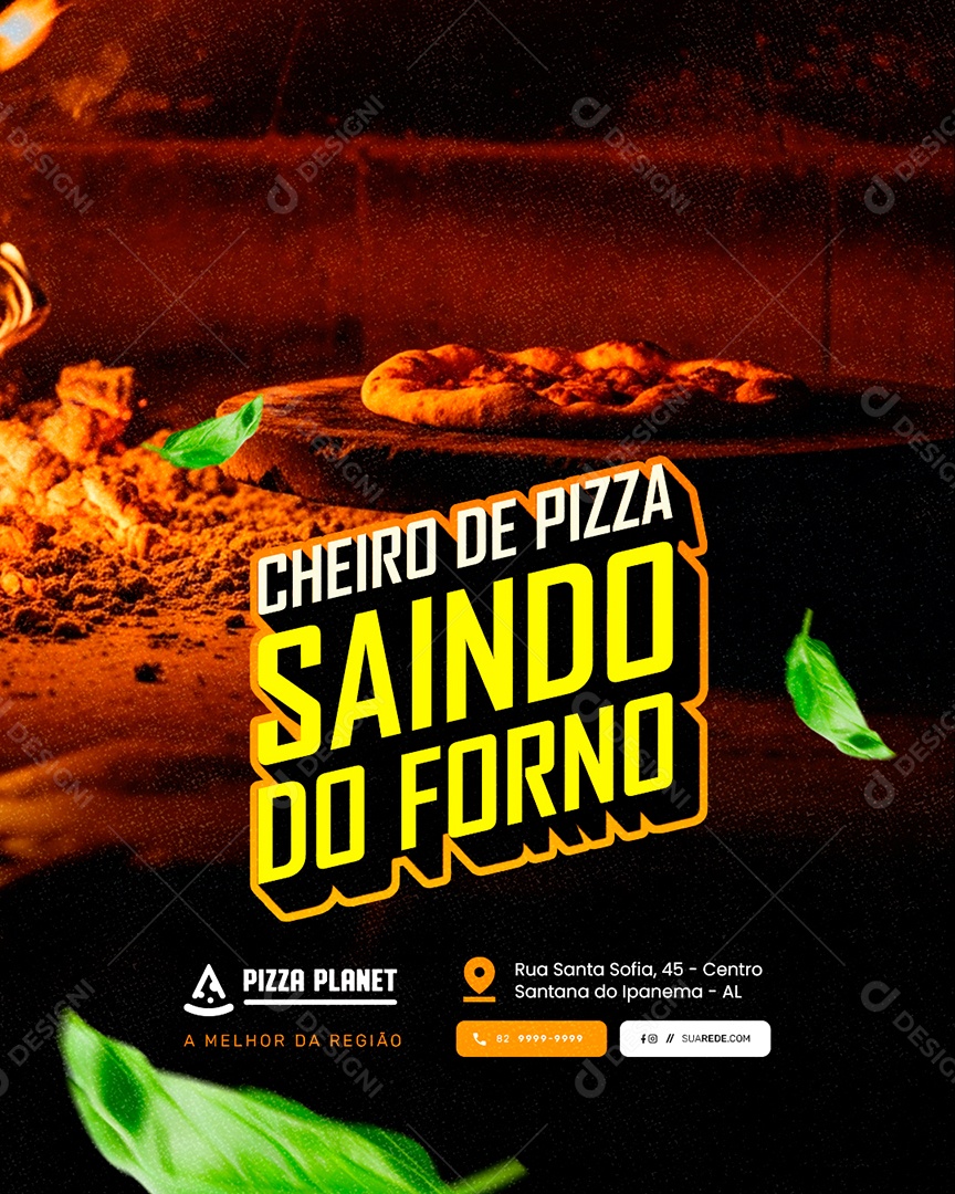 Pizzaria Cheiro de Pizza Saindo do Forno Social Media PSD Editável