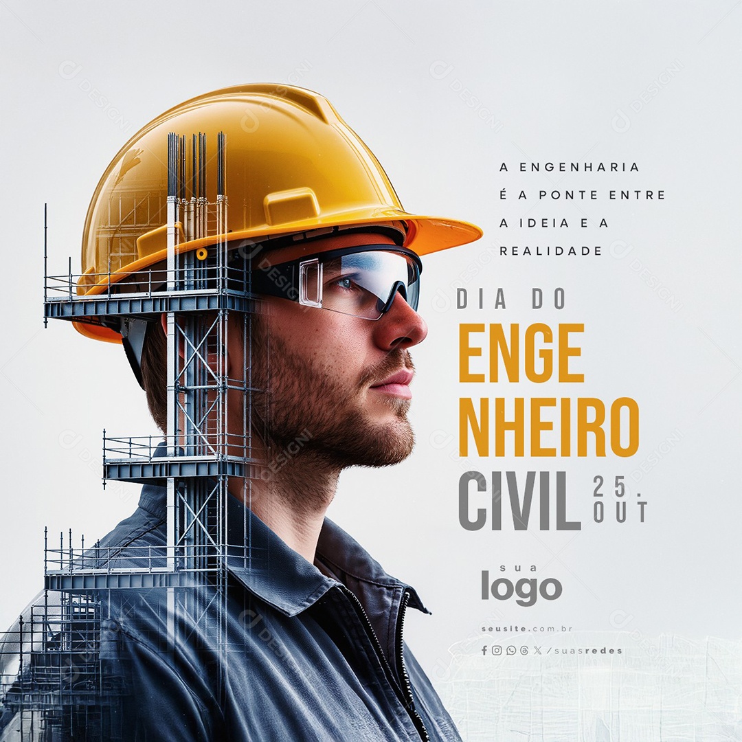Dia do Engenheiro Civil 25 de Outubro Social Media PSD Editável