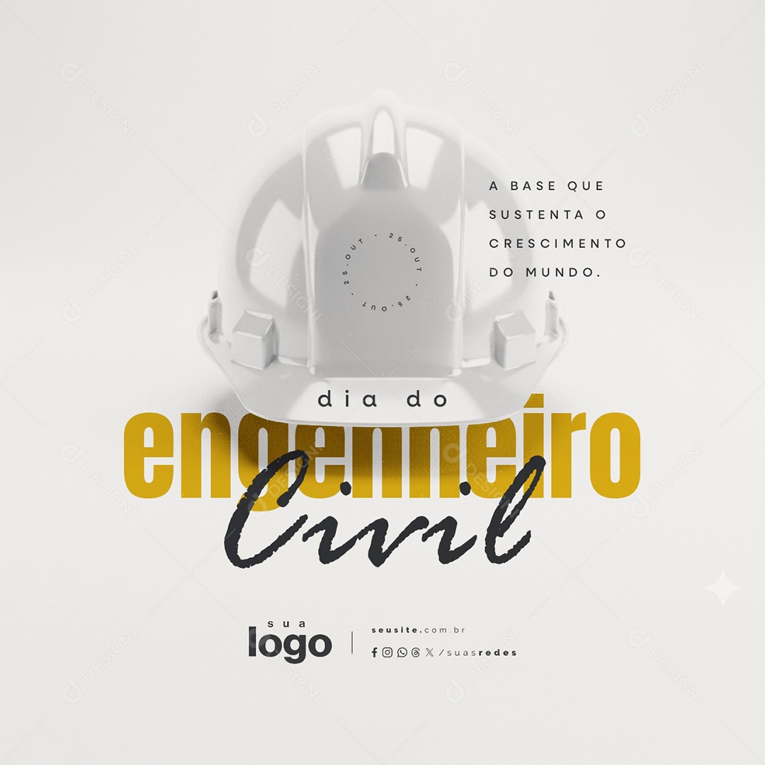 Dia do Engenheiro Civil 25 de Outubro Social Media PSD Editável