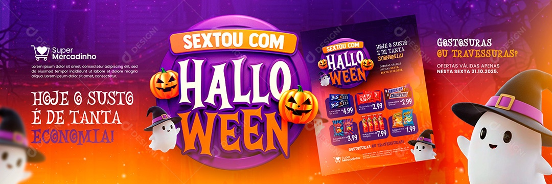 Banner Supermercado Sextou Com Halloween Social Media PSD Editável