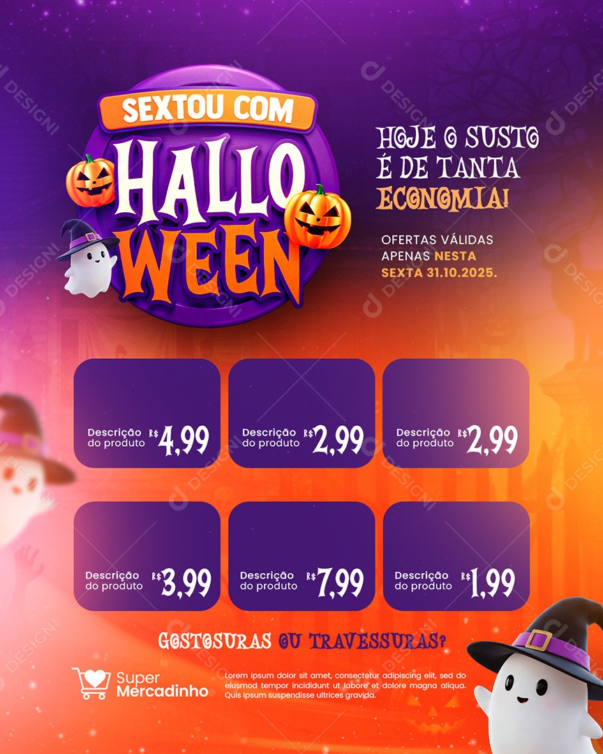 Supermercado Sextou Com Halloween Social Media PSD Editável