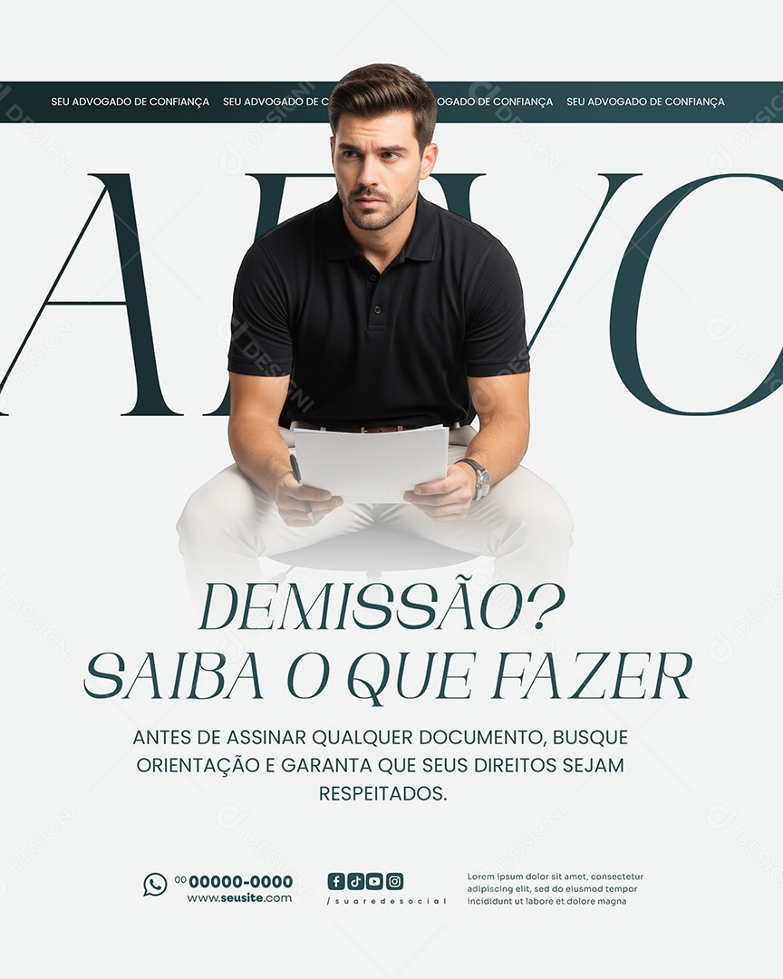 Advogado Trabalhista Demissão Saiba o Que Fazer Social Media PSD Editável