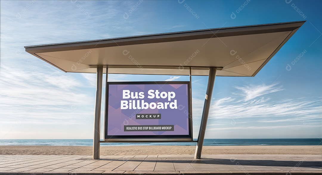 Ponto de Ônibus Com Anúncio PSD Editável Mockup