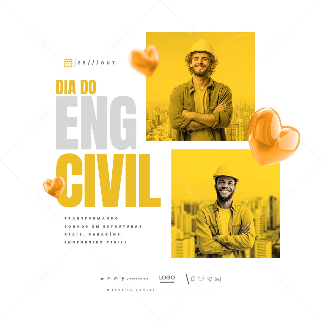 Dia do Engenheiro Civil 25 de Outubro Social Media PSD Editável
