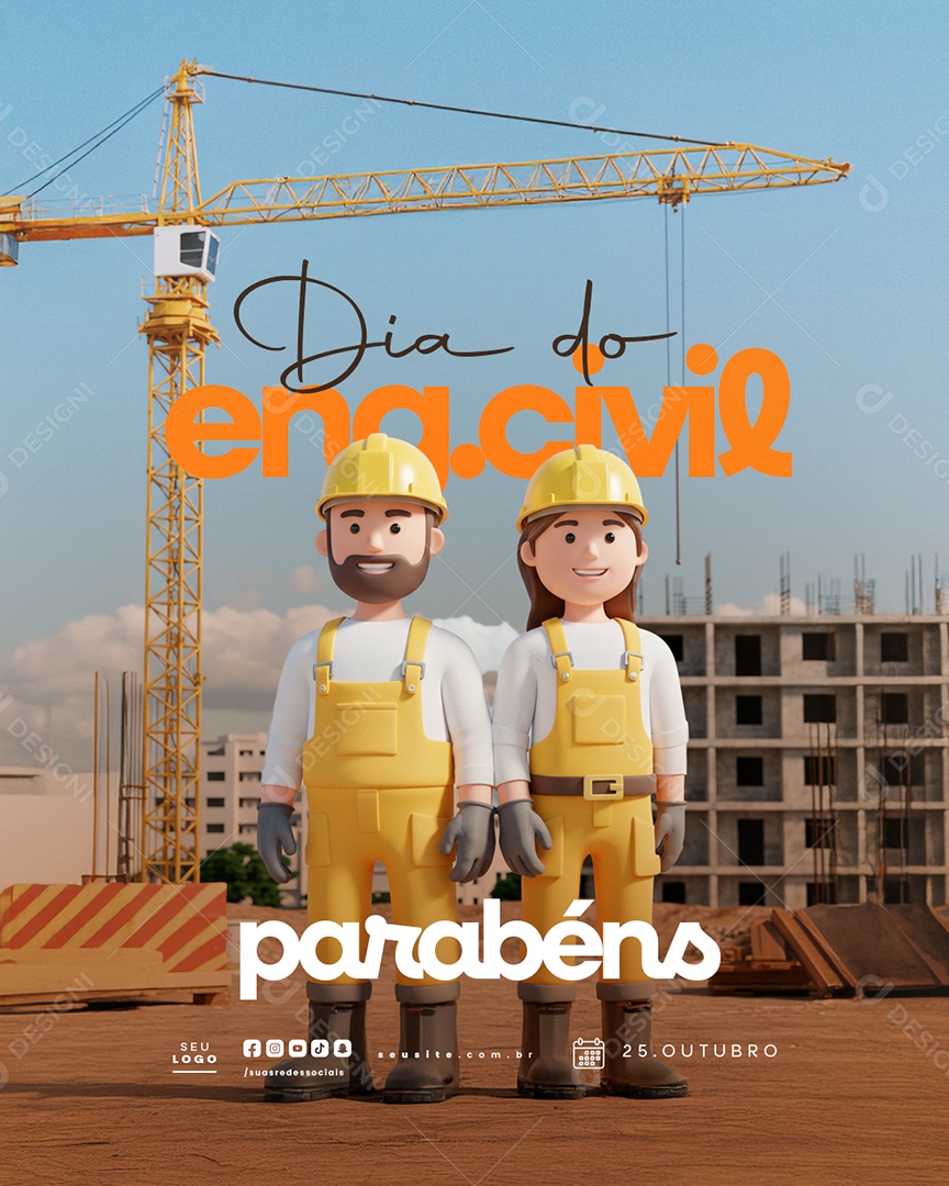 Dia do Engenheiro Civil 25 de Outubro Social Media PSD Editável