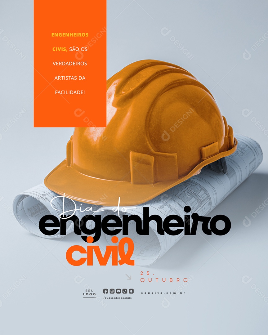 Dia do Engenheiro Civil 25 de Outubro Social Media PSD Editável