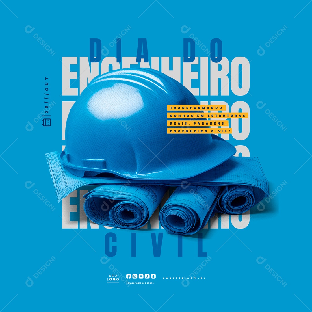 Dia do Engenheiro Civil 25 de Outubro Social Media PSD Editável