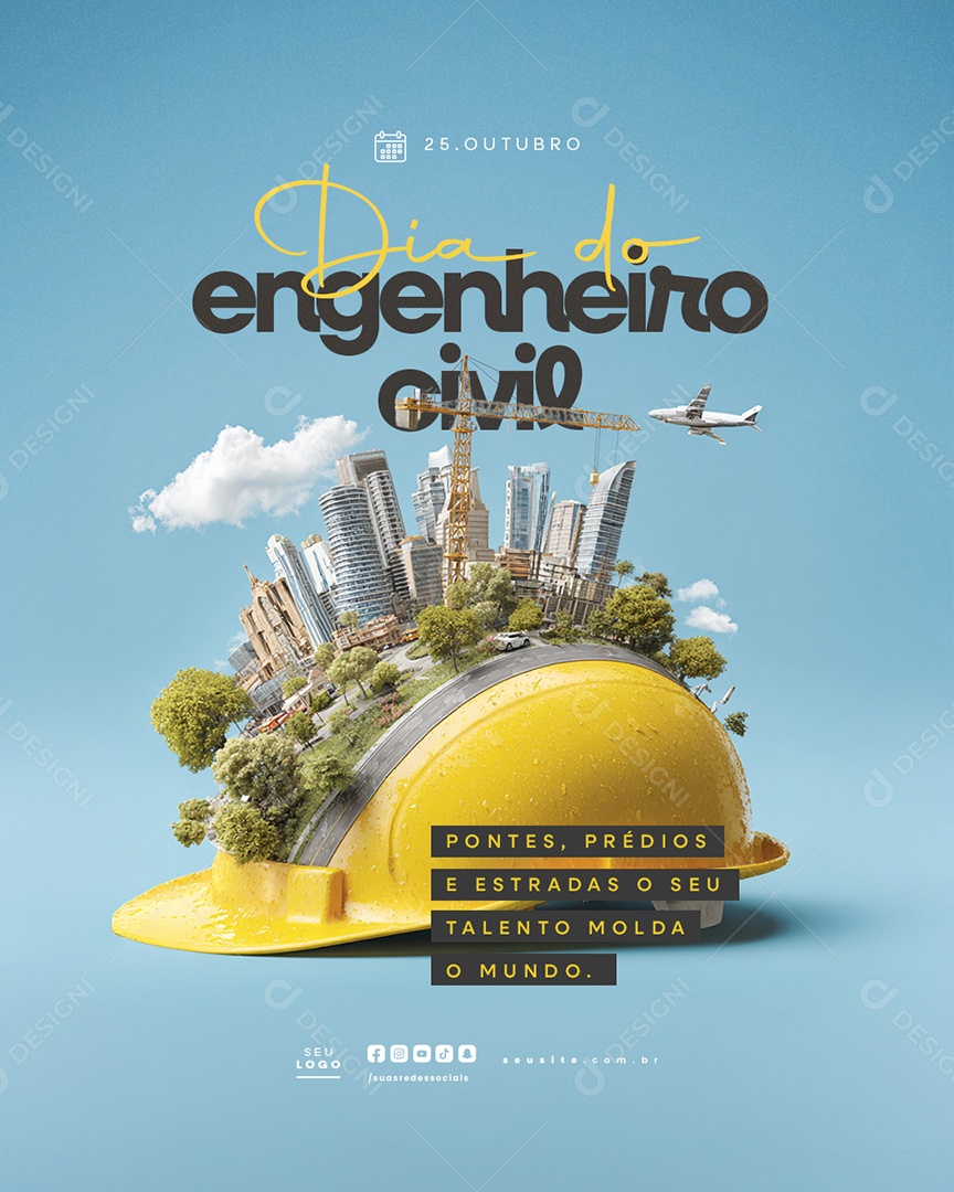 Dia do Engenheiro Civil 25 de Outubro Social Media PSD Editável