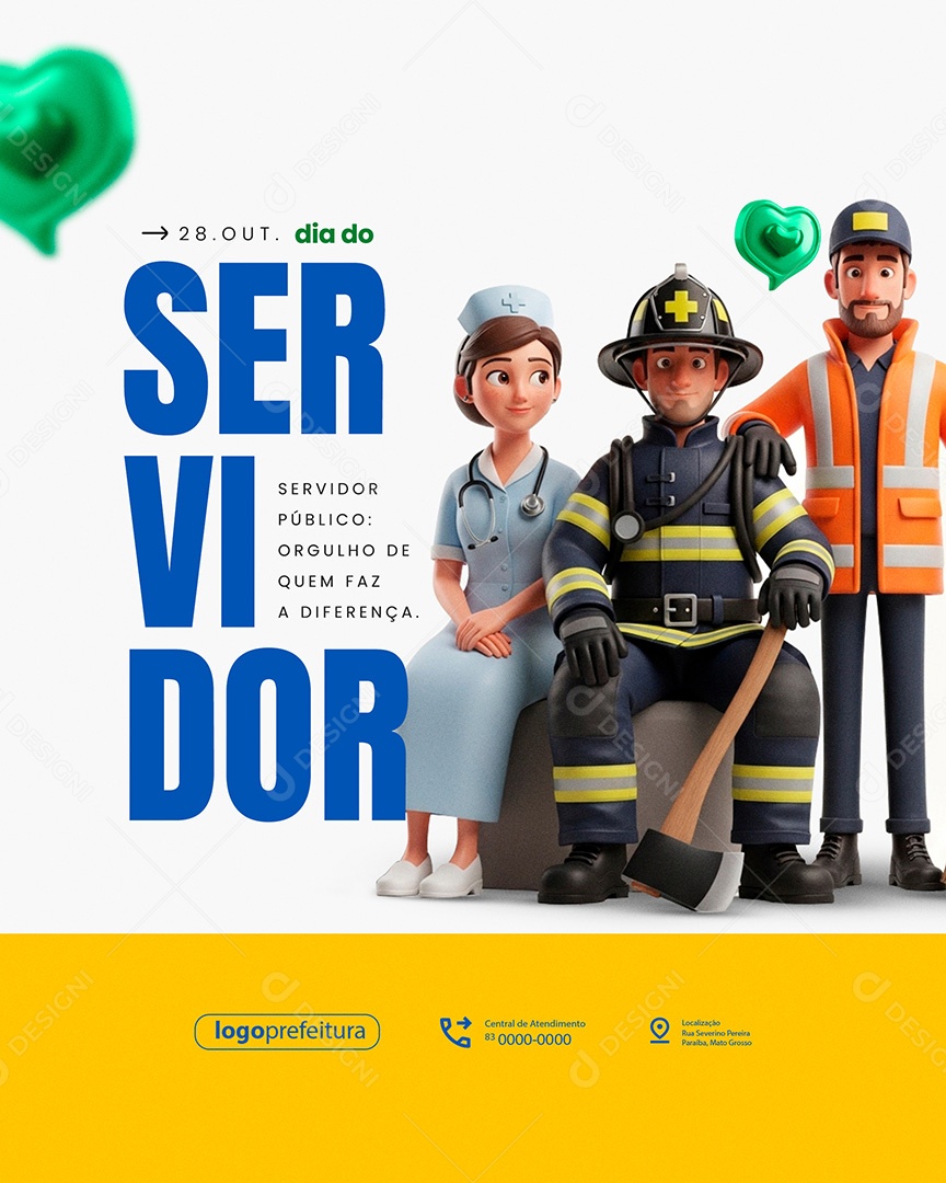Dia do Servidor Público 28 de Outubro Social Media PSD Editável