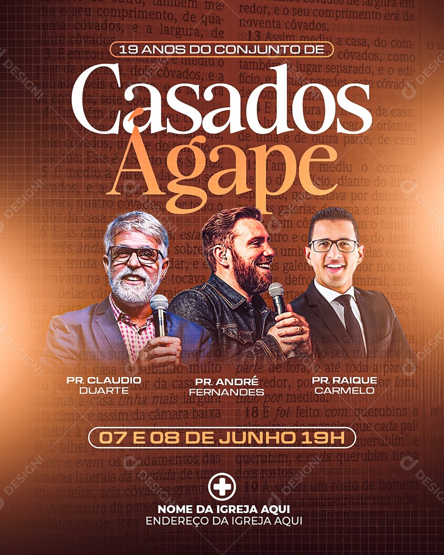 Flyer Gospel para Divulgação de Encontro de Casais Ágape Evangélico PSD Editável