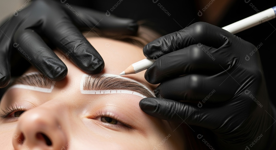 Lindas mulheres em procedimento de beleza comum para sobrancelhas.