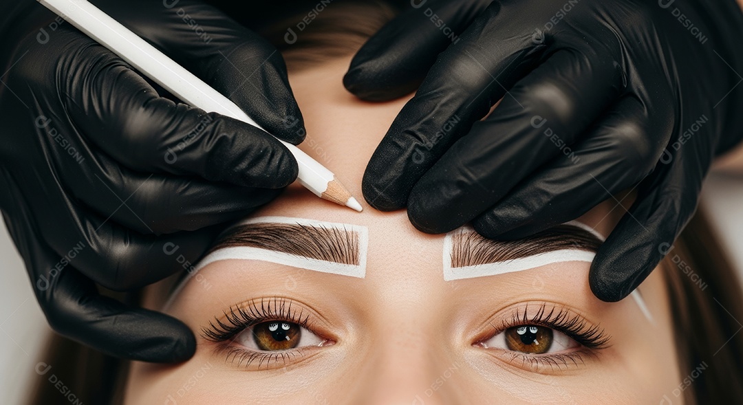 Lindas mulheres em procedimento de beleza comum para sobrancelhas.