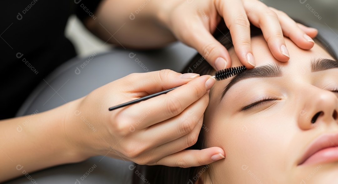 Lindas mulheres em procedimento de beleza comum para sobrancelhas.