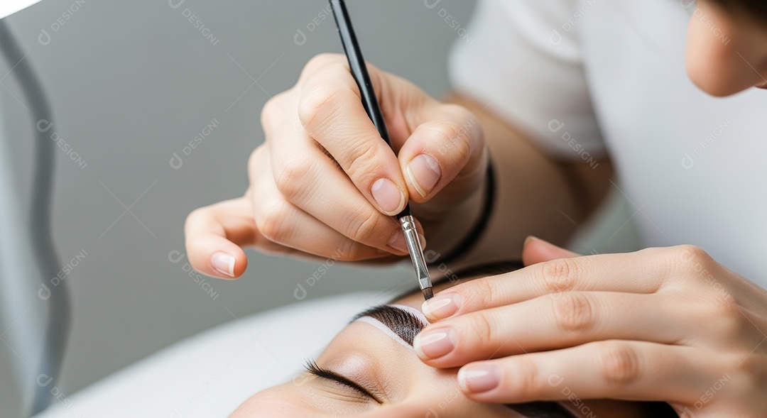 Lindas mulheres em procedimento de beleza comum para sobrancelhas.