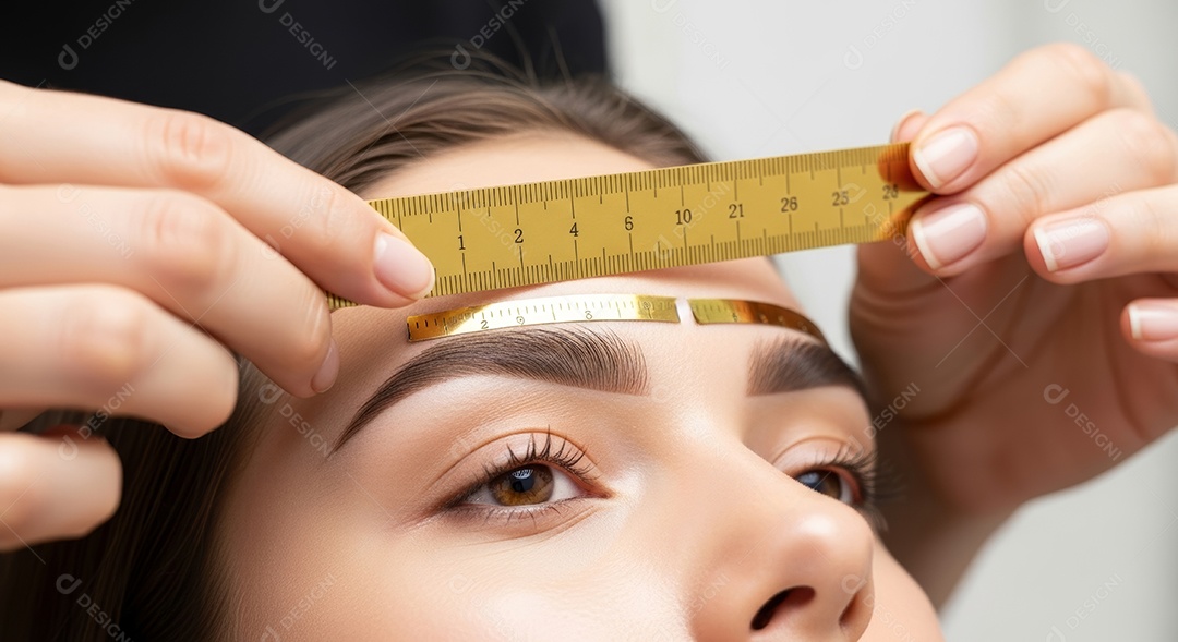 Lindas mulheres em procedimento de beleza comum para sobrancelhas.