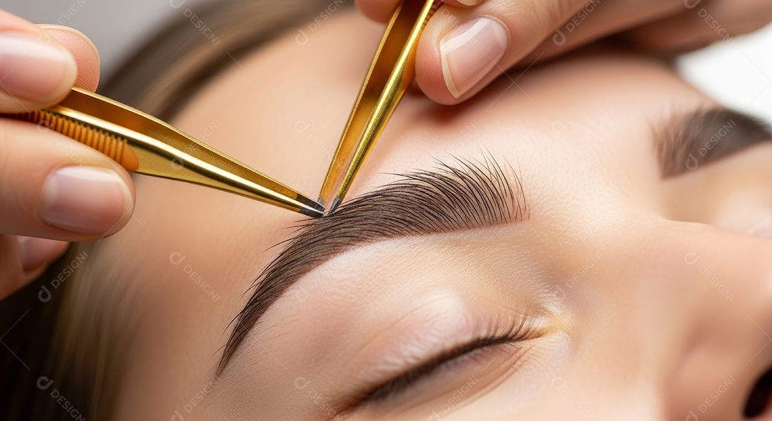 Lindas mulheres em procedimento de beleza comum para sobrancelhas.