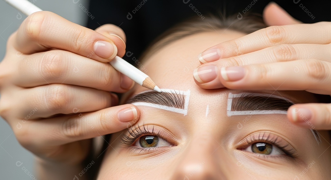 Lindas mulheres em procedimento de beleza comum para sobrancelhas.