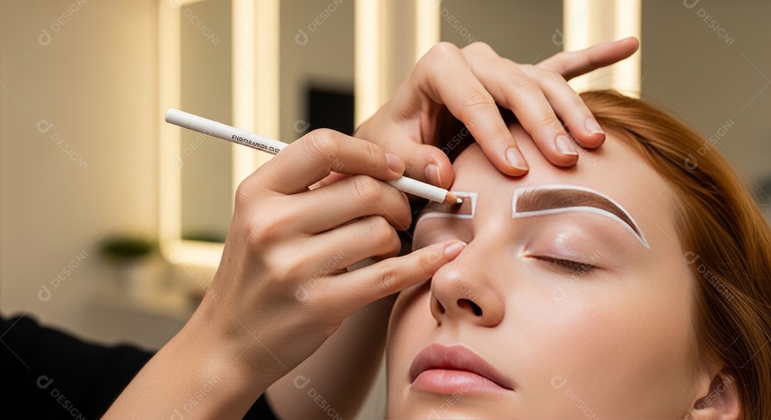 Lindas mulheres em procedimento de beleza comum para sobrancelhas.