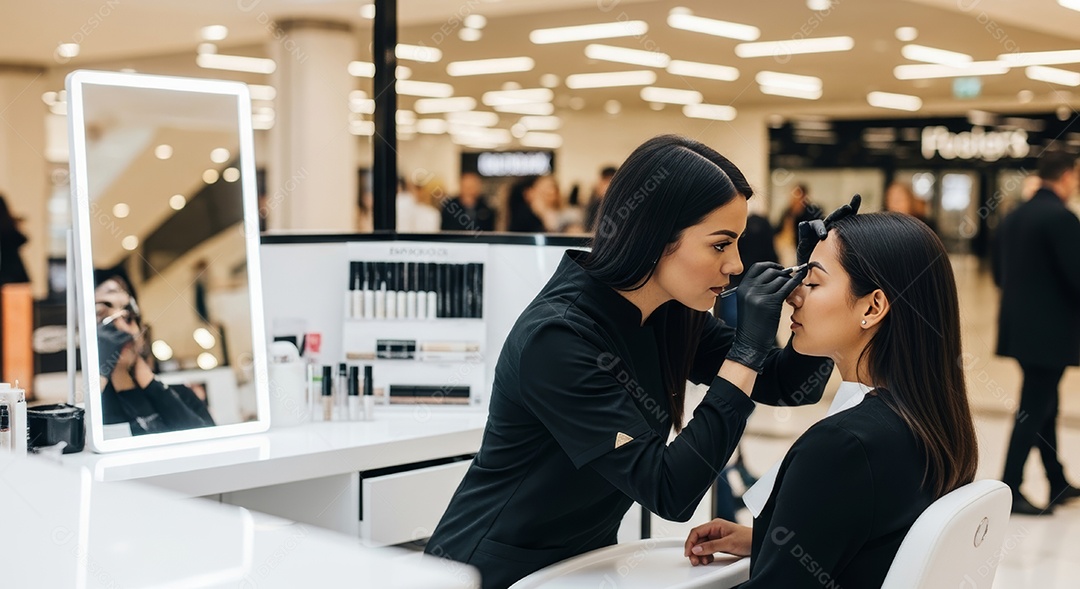 Lindas mulheres em procedimento de beleza comum para sobrancelhas.