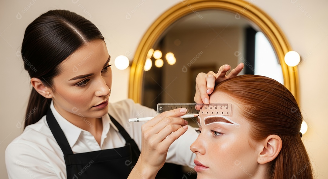 Lindas mulheres em procedimento de beleza comum para sobrancelhas.