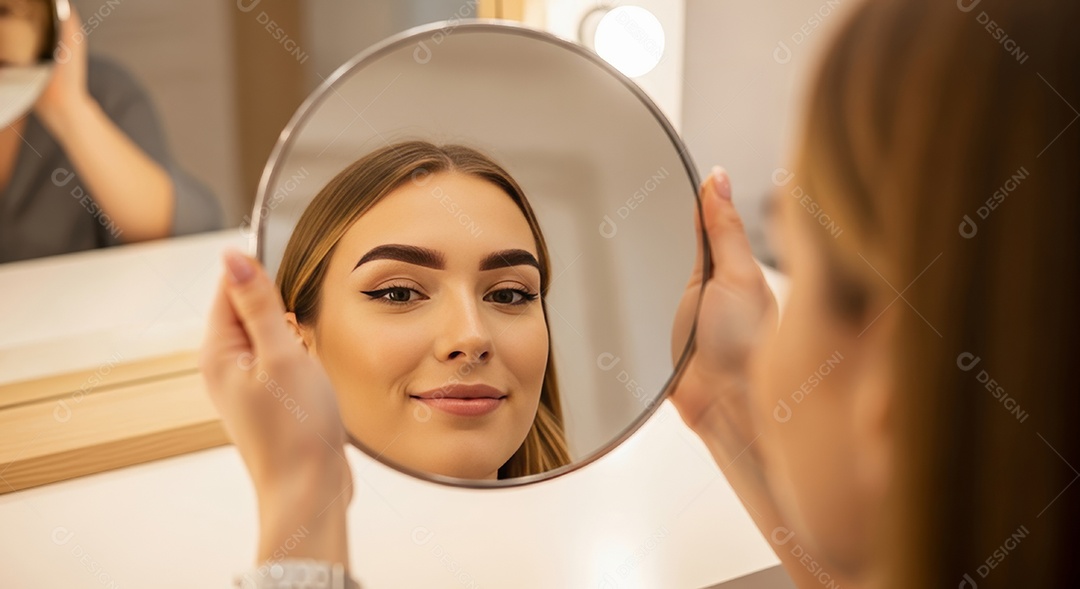 Lindas mulheres em procedimento de beleza comum para sobrancelhas.