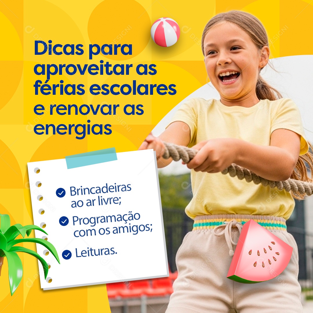 Dicas Para Aproveitar as Férias Social Media PSD Editável