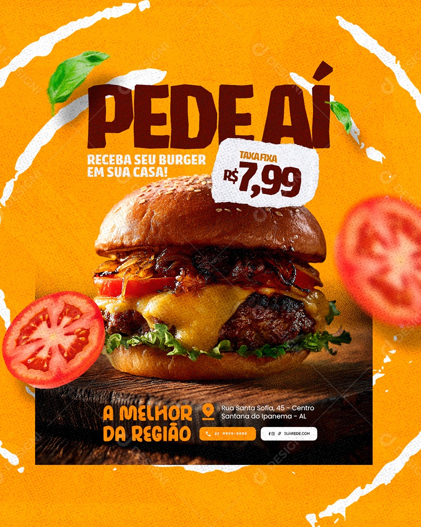 Deliver Hamburgueria Pede Aí Receba Seu Burger em Sua Casa Social Media PSD Editável