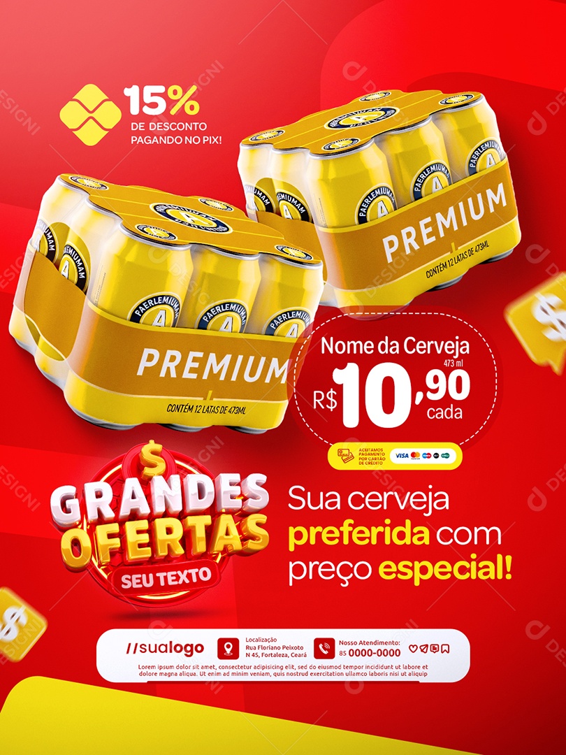 Distribuidora de Bebidas Grandes Ofertas Sua Cerveja Preferida Social Media PSD Editável
