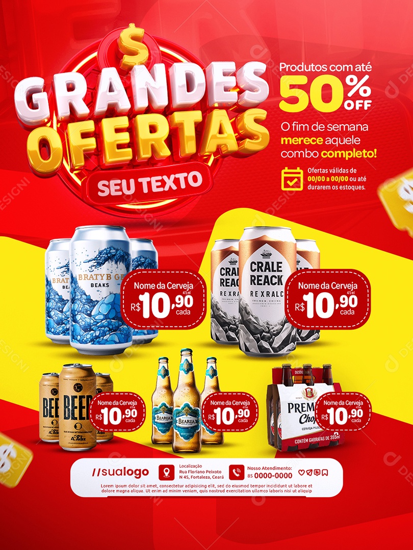 Distribuidora de Bebidas Grandes Ofertas Produtos com Até 50% Off Social Media PSD Editável