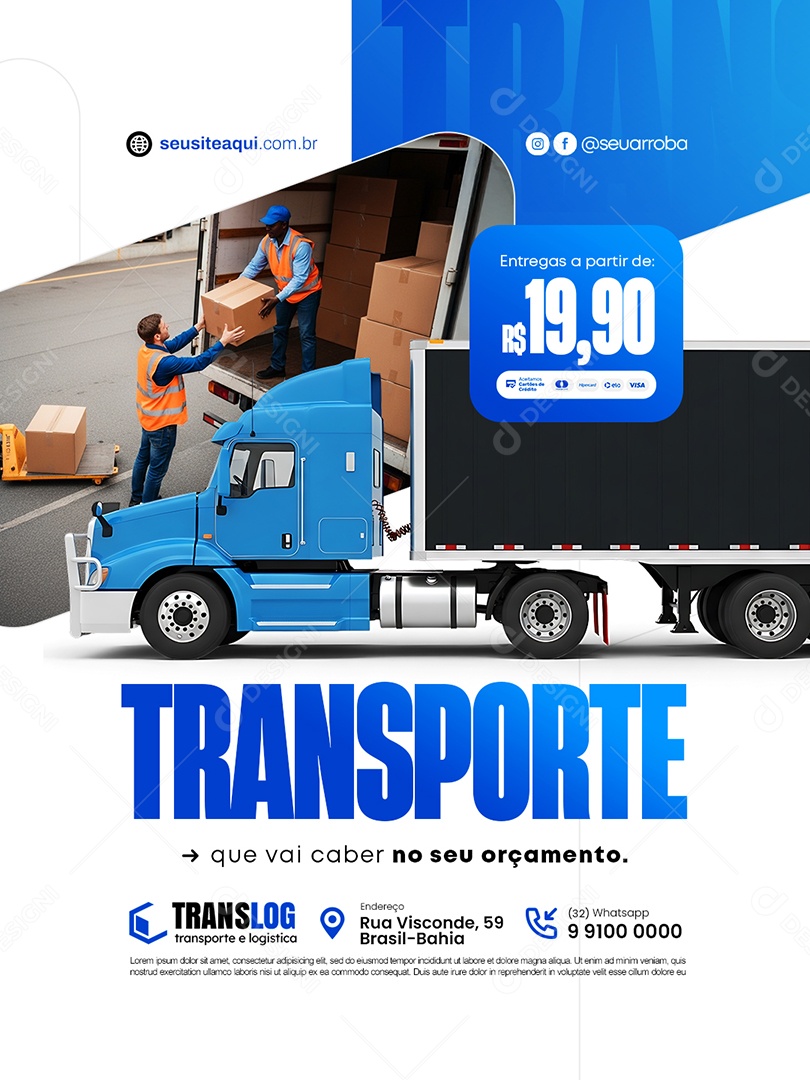 Transportadora Transporte Que Vai Caber no Seu Orçamento Social Media PSD Editável