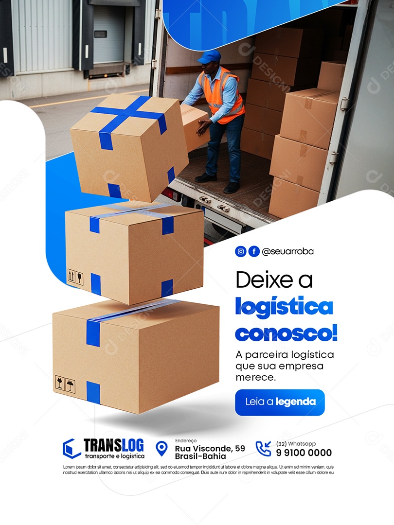 Transportadora Deixe a Logística Conosco Social Media PSD Editável