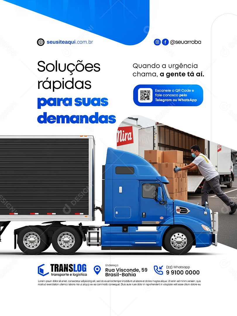 Transportadora Soluções Rápidas para Suas Demandas Social Media PSD Editável