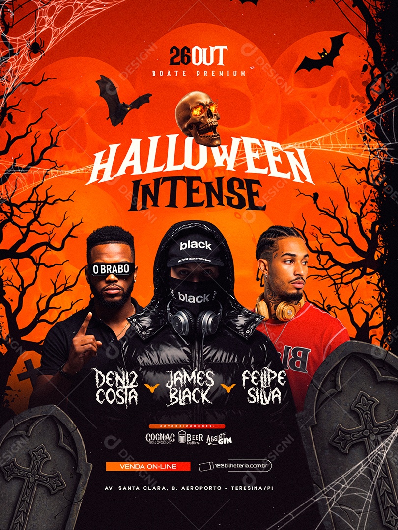 Flyer Halloween Intense Social Media PSD Editável