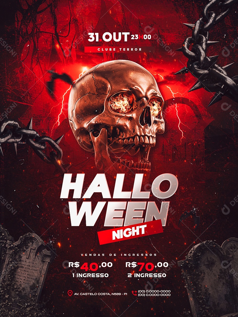 Flyer Halloween Night Social Media PSD Editável