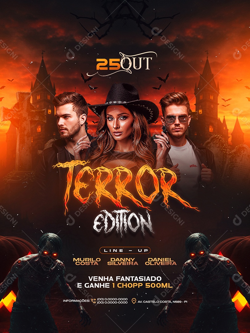 Flyer Halloween Terror Edition Social Media PSD Editável