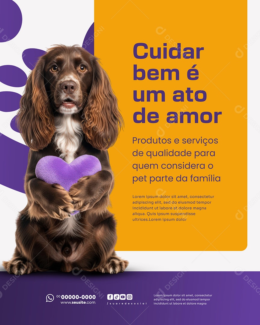 Pet Shop Cuidar Bem é Um Ato de Amor Social Media PSD Editável