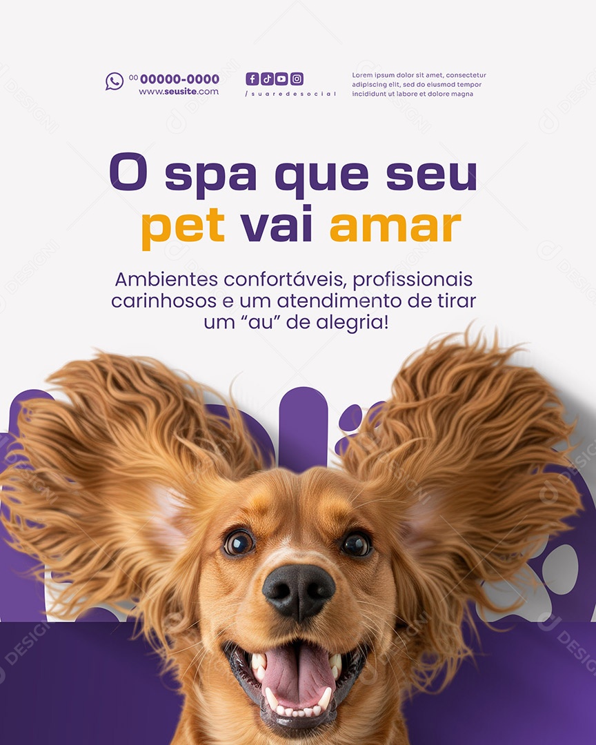 Pet Shop O Spa Que Seu Pet Vai Amar Social Media PSD Editável